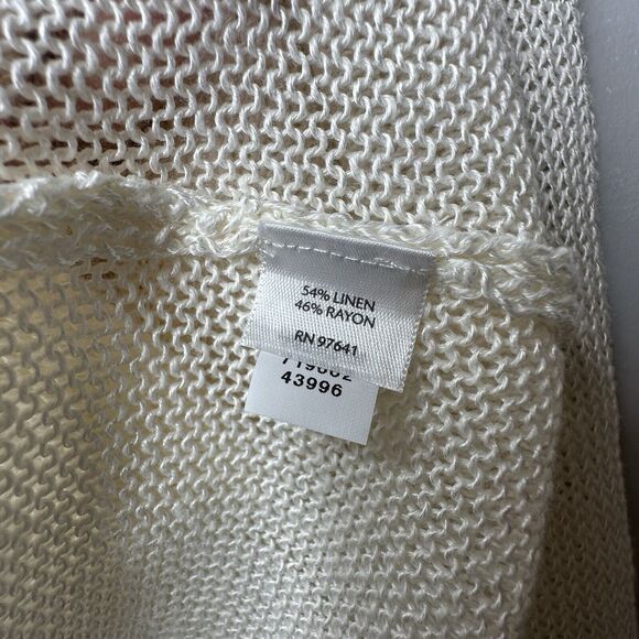 J Jill Womens Ivory Pointelle Cardigan Sweater Sz XL Linen Blend Button Front - Picture 9 of 15